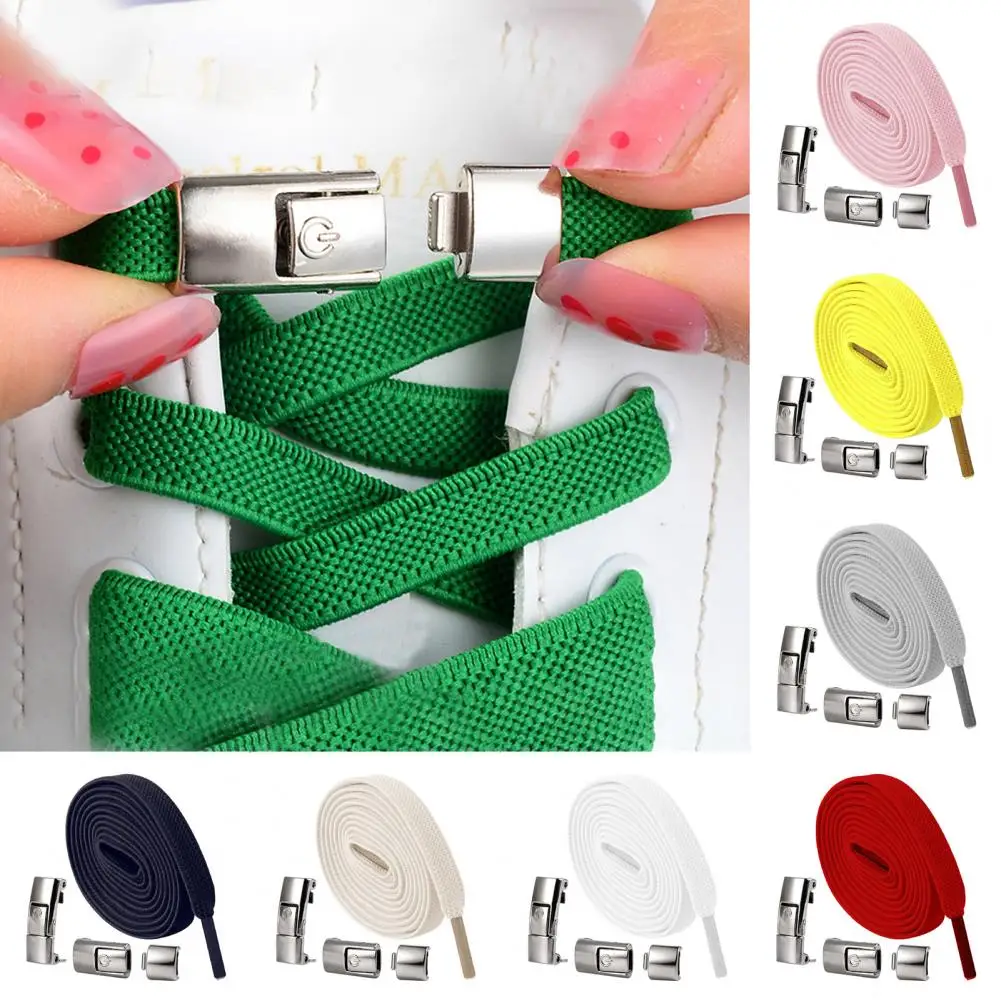 Elastic Shoe Laces 3.28ft One Size Fits All Lazy Tie-less Shoe Lace with Metal Lock Buckle No Tie Shoe Lace Replacement