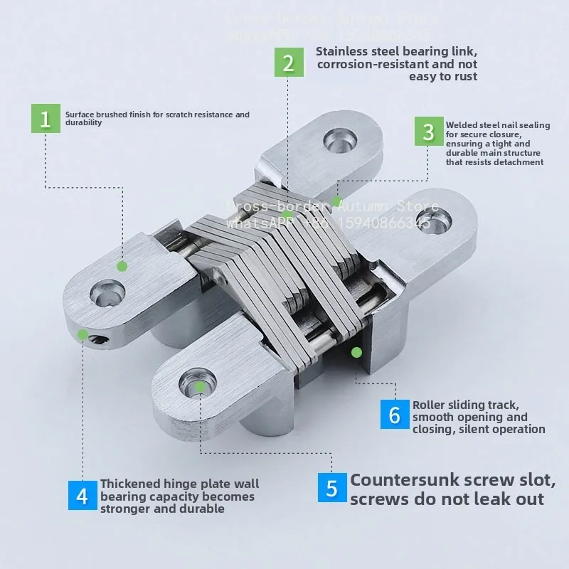 1/2 piece Dark hinge invisible door cross hinge, anti-theft door folding hidden hidden door hinge, multi-specification optional