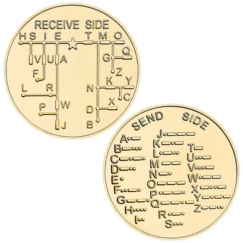 1Pc Morse Code Learning Tool - Training Coin Commemorative Badge for Novice Radio Enthusiasts History Buffs Morse Code Practice