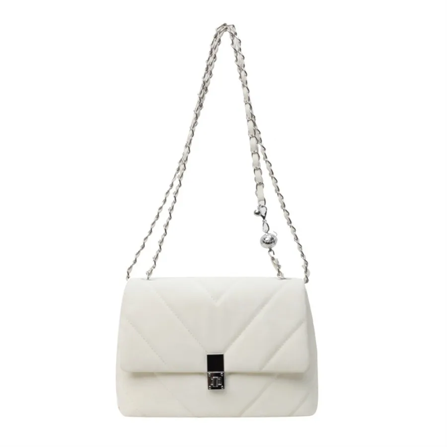 

New Fashionable Elegant Diamond-Pattern Chain Bag,Shoulder Crossbody Women's Bag Lock Clasp Versatile Small Square Bags
