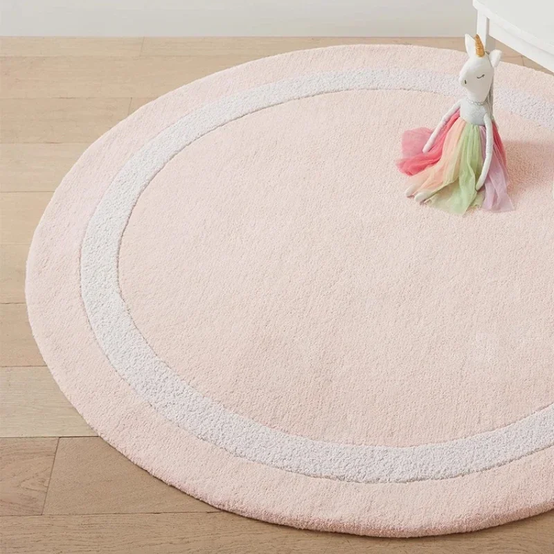 Fluffy Soft Carpets for Living Room Solid Color Bedroom Decor Round Carpet Thicken Anti-slip Children Floor Mat Lounge Plush Rug