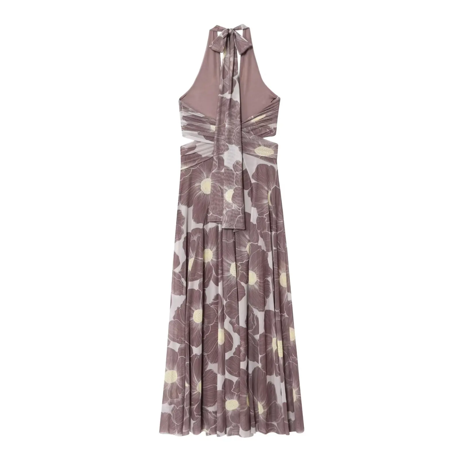 BSAY Seaside Vacation Style Women's Strap Top Summer New Style 2025 Personalized Printed Hollow Silk Mesh Long Dress Long Skirt