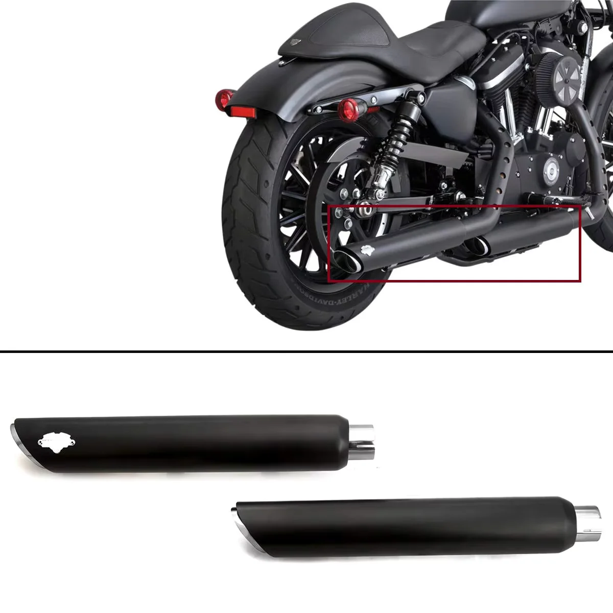 CHROMED BLACK exhuast mufflers for Harley XL 1200X Forty-Eight Shortshot Pipes Sportster Superlow Iron 2014-up