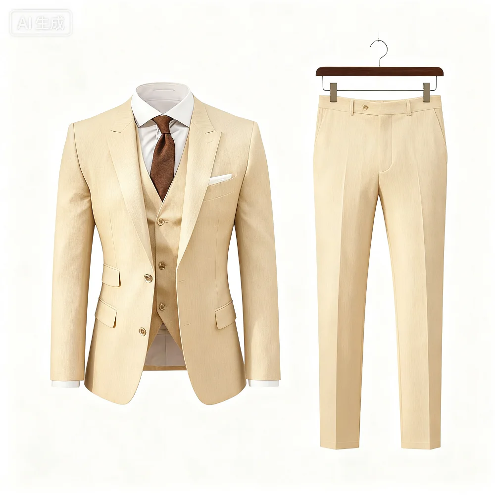 

Elegant 3-Piece Men's Business Suit Unique Breasted Notched Lapel Wedding Smoking Daily Party Masculine Ternos Roupa Mas