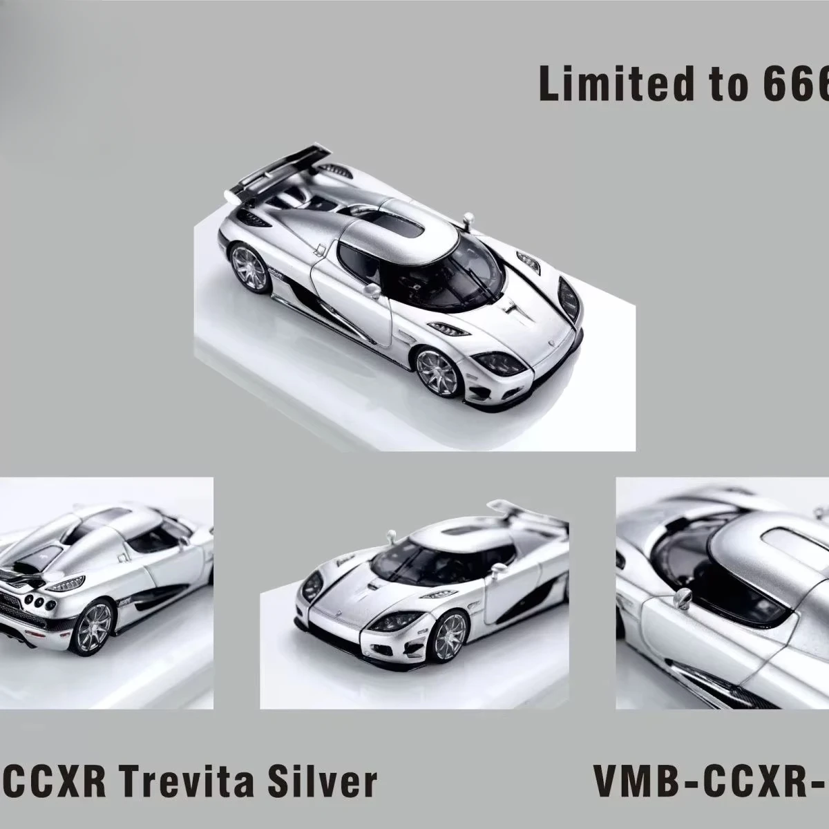 VMB 1: 64 Koenigsegg Koenigsegg CCXR Trevita Silver All Carbon Resin Car Model