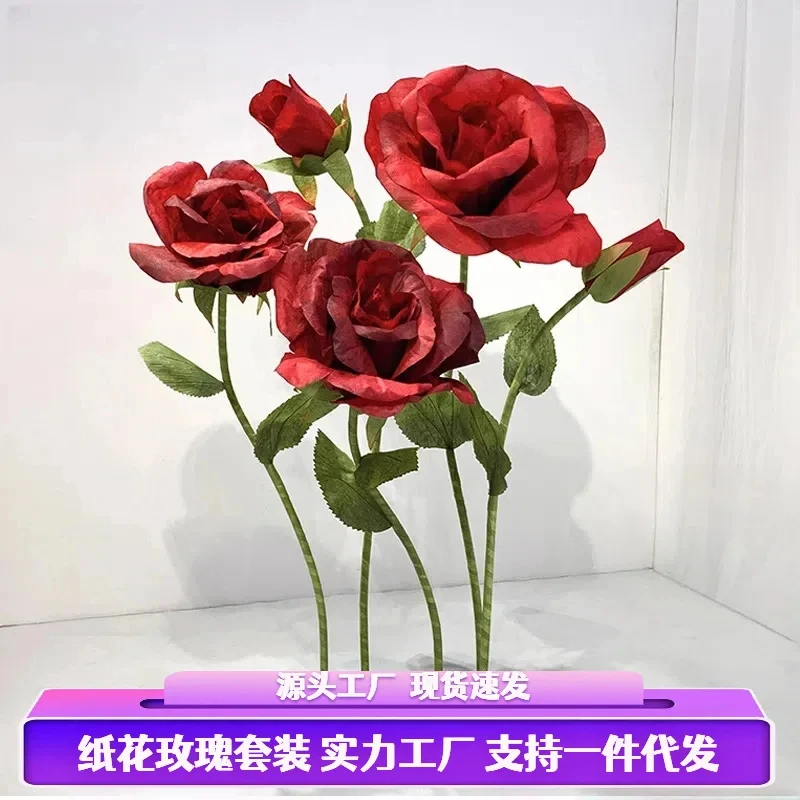 Paper Art F Hand-Ulated Rose, Finished Product In Shopping Mall Meichen Decorative Bouquet