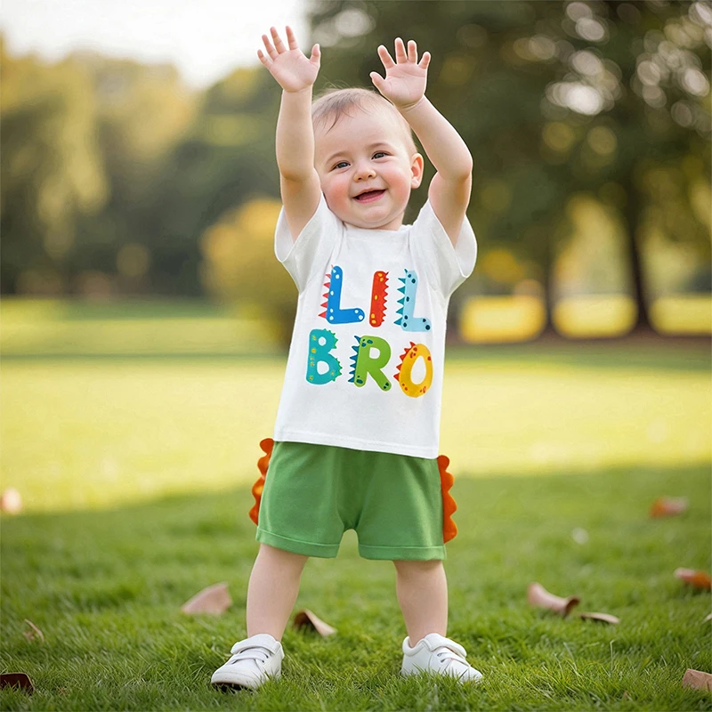 

Toddler Baby Boys Summer Outfits Letter Print Short Sleeve T-Shirt Elastic Waist Shorts 2Pcs Clothes Set