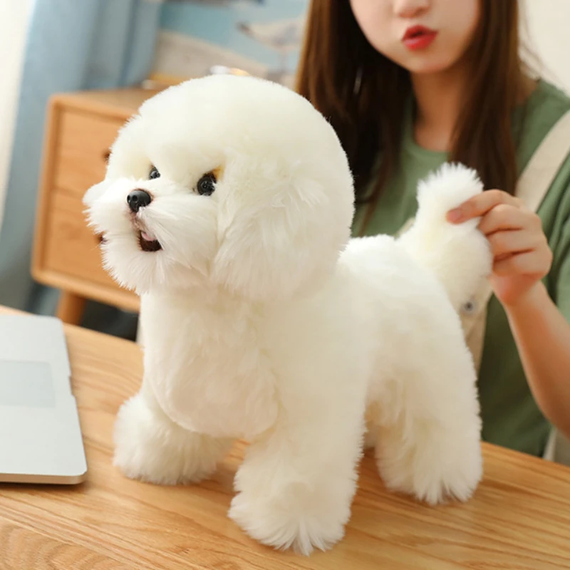 Interactive Simulation Bichon Stuffed Doll - Cute Soft Sleeping Fidget Puppy Toy for Pet Accompany Supplies 2025 New