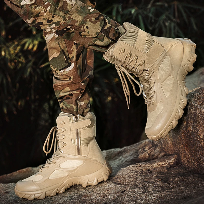 XIANGGUAN 2025 الرجال الرياضة الأحذية التكتيكية في الهواء الطلق عالية أعلى حذاء للسير مسافات طويلة الرجال الأحذية العسكرية مقاومة للاهتراء التخييم أحذية رياضية النساء #3