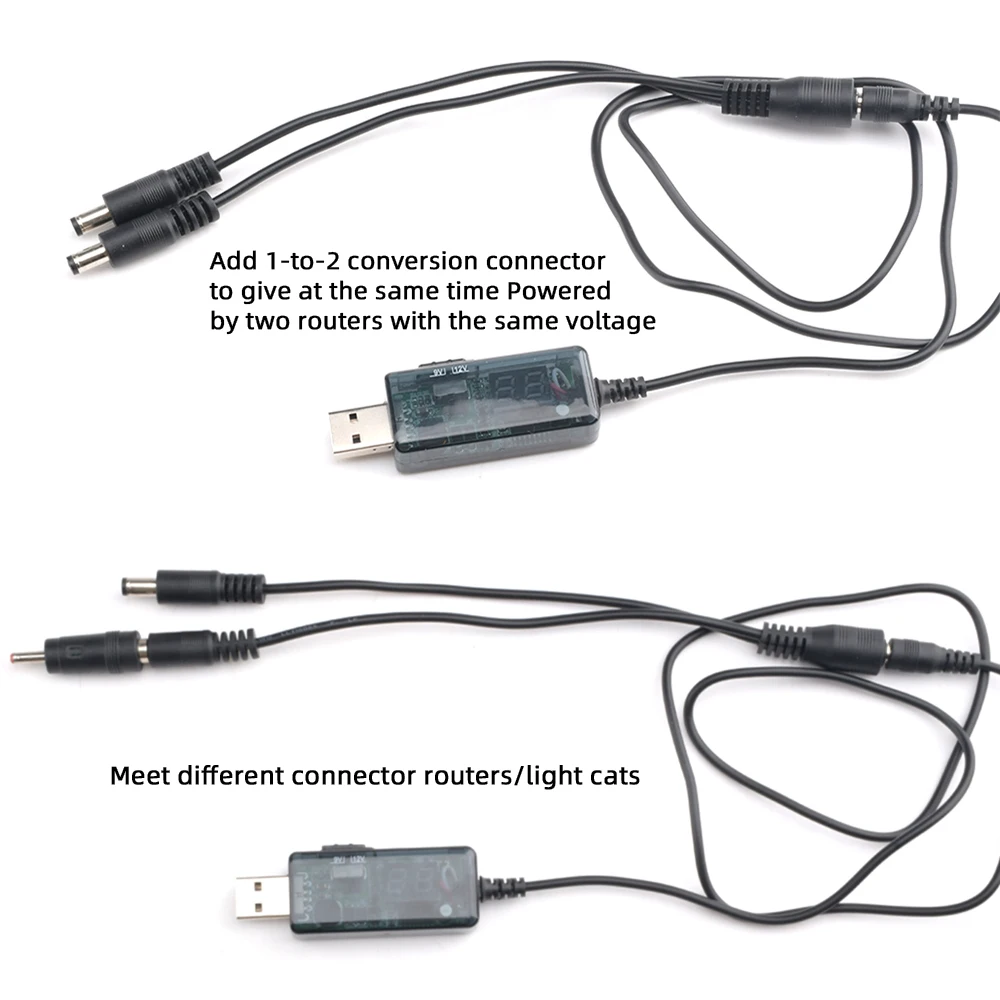 Konwerter USB Boost DC 5V do 9V 12V Kabel konwertera USB Step-up 2.1x5.5mm Wtyczka do zasilacza/ładowarki/konwertera zasilania