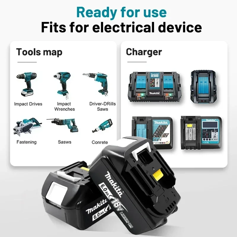 Makita Battery, 18V9.0Ah Rechargeable Lithium Battery, Makita 18V BL1840, BL1830, BL1850, BL1850B Original Makita Tool Battery