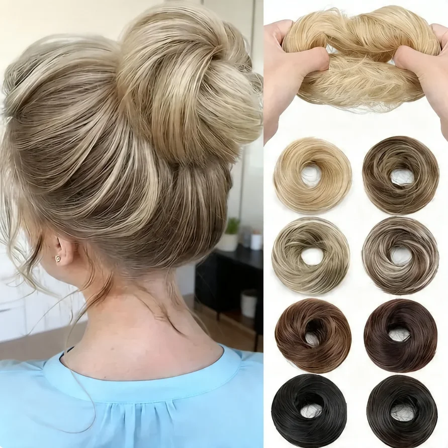 WIGSIN Synthetic Messy Dount Hair Buns Updo Chignon With Elastic Hair Exension for Women Daily Lazy Hair Accessories