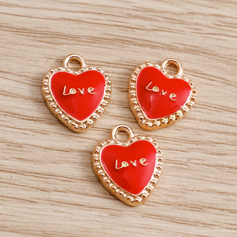 Tusember 20 Stück, 4 Farben, Emaille-Anhänger, Mini-Herz- und Buchstaben-Charms für DIY-Ohrringe, Armbänder, Schmuckherstellung, handgefertigte Bastelarbeiten – Detail 2