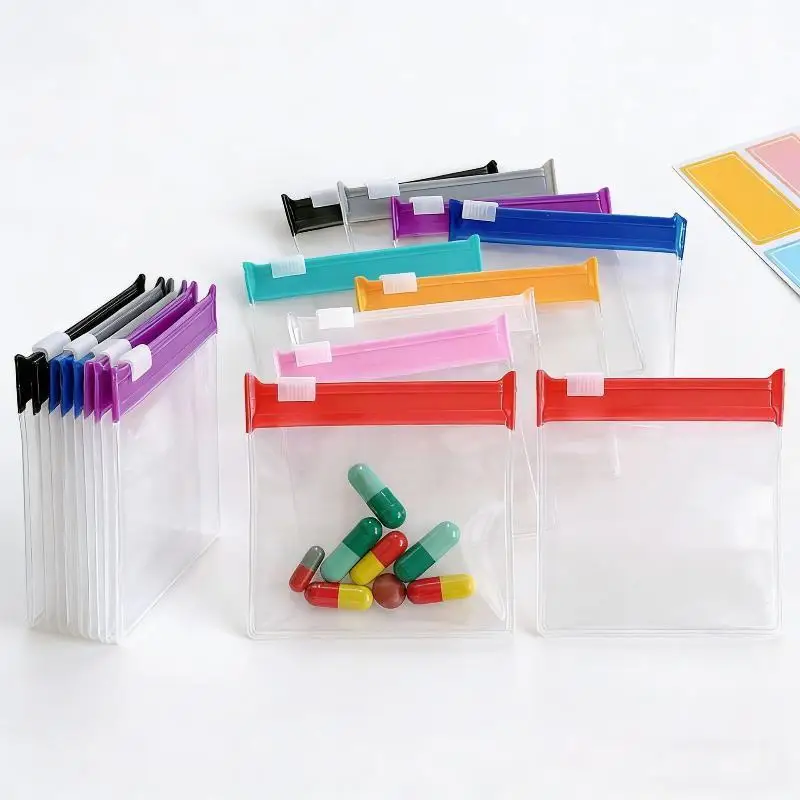 7pcs Pill Pouch Bags,Reusable Zippered Pill Pouch Set, Medicine Organizer 7 Colors Self Sealing, Translucent Medicine Bags Trav