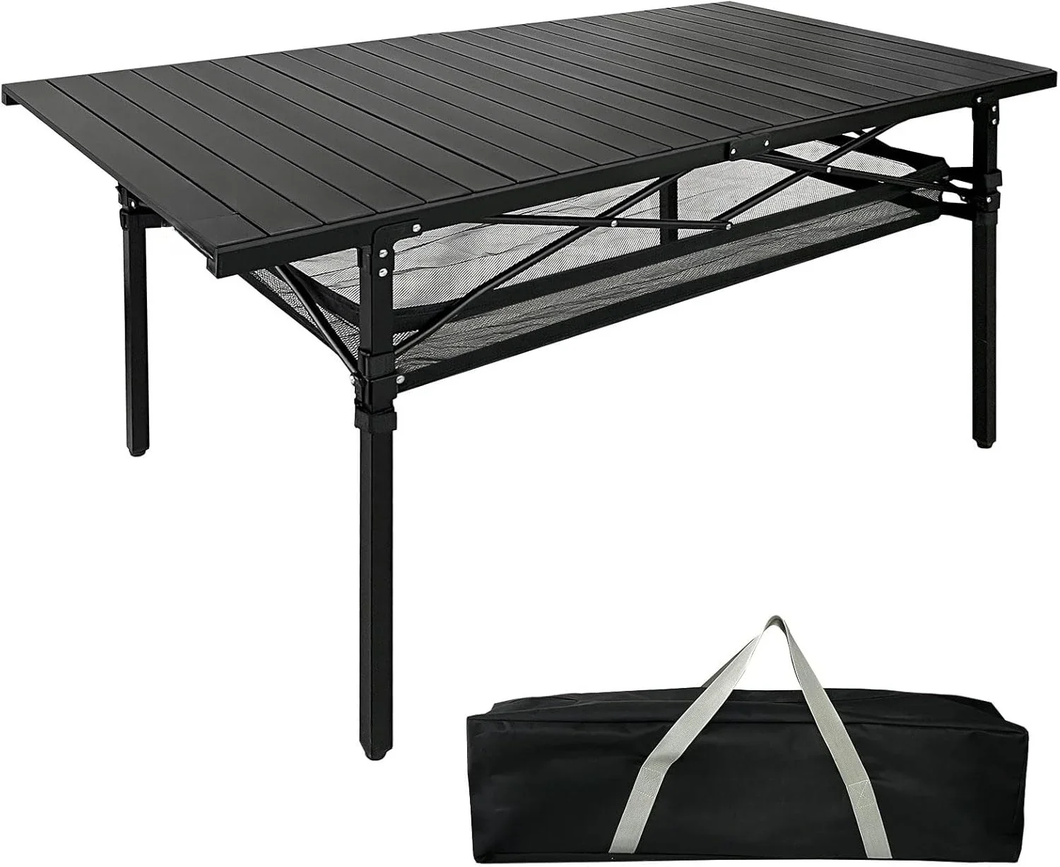 

Large Folding Camping Table Aluminum with Storage Roll Up Tall Outdoor Portable Table Lightweight Picnic BBQ Backyard Beach