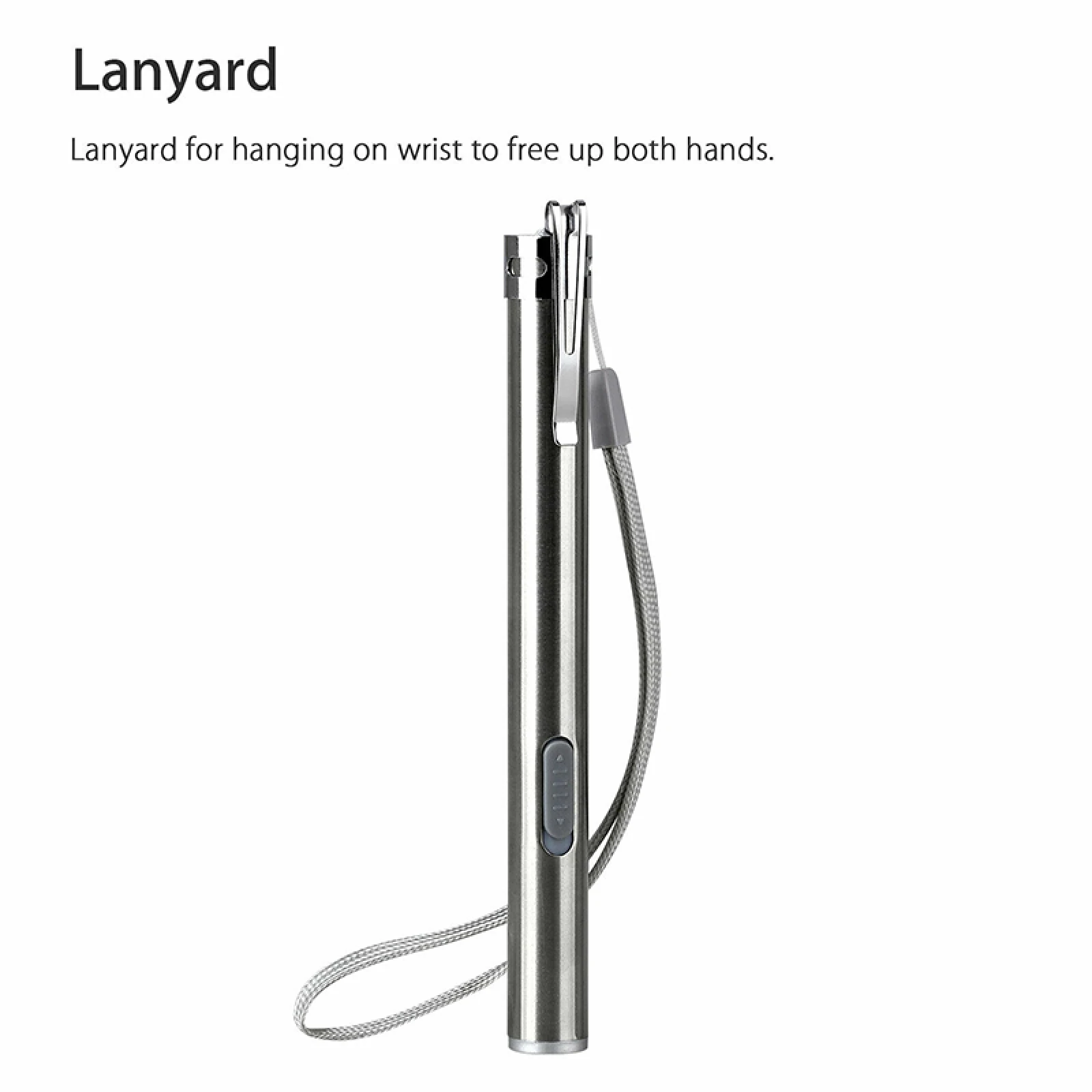 Mini Rechargeable LED Pen Flashlight 5V USB EDC Torch with Clip & Lanyard Keychain Light for Camping Running Hiking