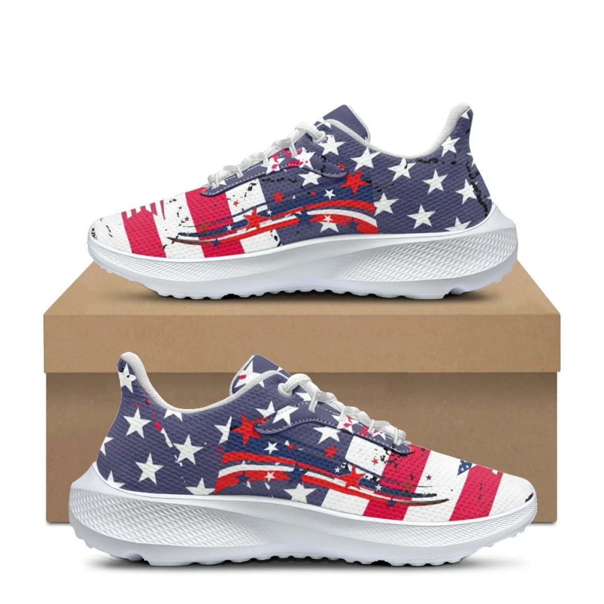 

American Flag Art Design Sneakers for Women Men Summer Wear-resistant Outdoor Sports Running Shoes Classic Lace Up Training Shoe