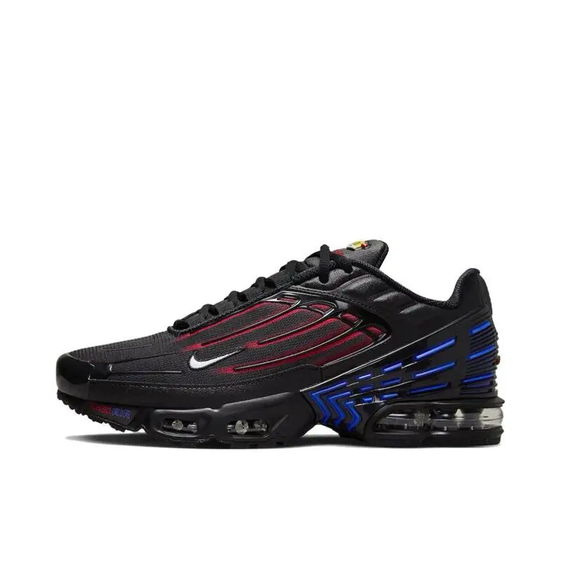 Nike Air Max Plus tn 3 Men's Running Shoes Non Slip and Durable Fabric Shock Absorbent Mesh Breathable Black/Blue/Red