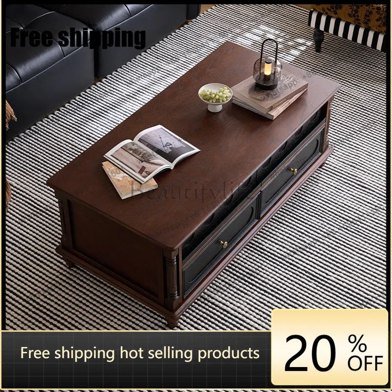 LD antique solid wood coffee table living room home retro American tea table