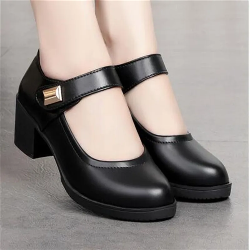 

Women's Single Shoes 2024 Summer Breathable Women Pumps Coarse Heel Soft Bottom Work Shoes Casual Comfortable Black Heels Shoes