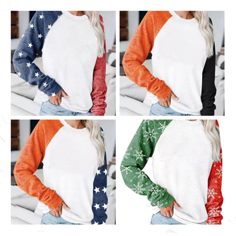 High Quality Sublimation Blank Women Men Long Sleeve T-Shirt Spring Autumn Casual Sweatshirt Tops Pullover Adults Children