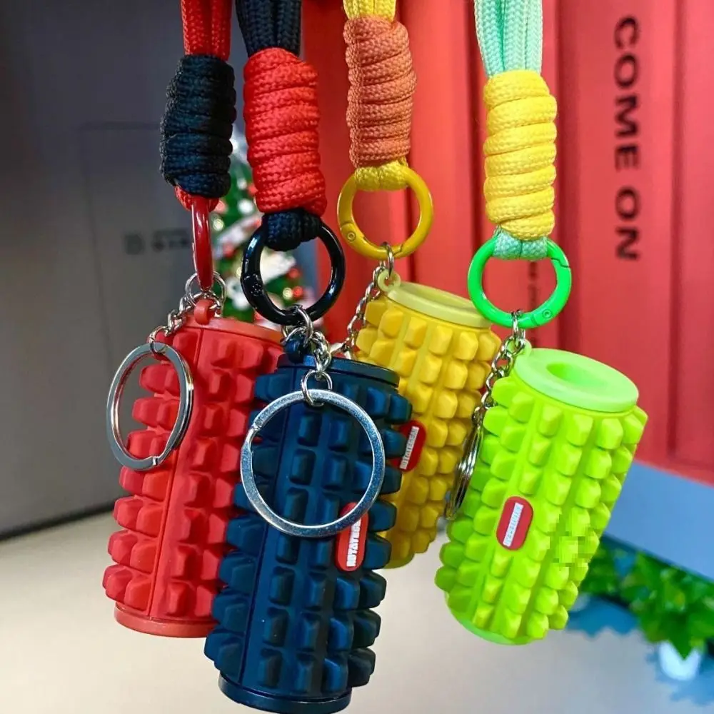 Hand-Woven 3D Foam Shaft Key Chain Nylon Rope Bag Decoration Mini Fidget DIY Anti-Lost Yoga Keychain Jewelry Accessories