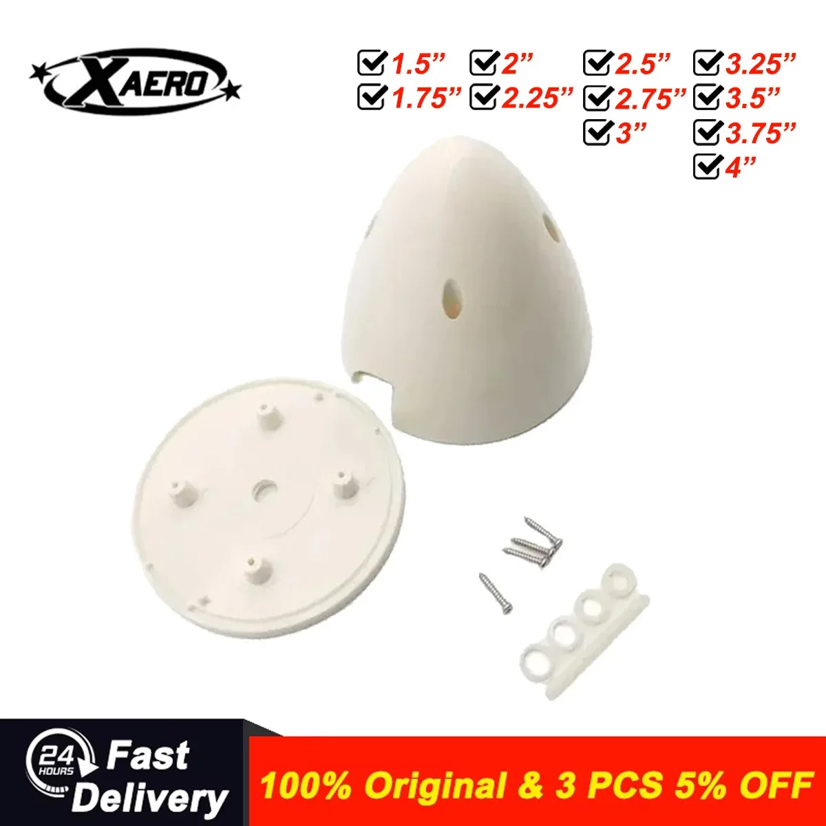 XAERO 1.5-4Inch Nylon RC Propeller Round Tip 2-Blade White Spinner for Airplane/Drone Spare Parts