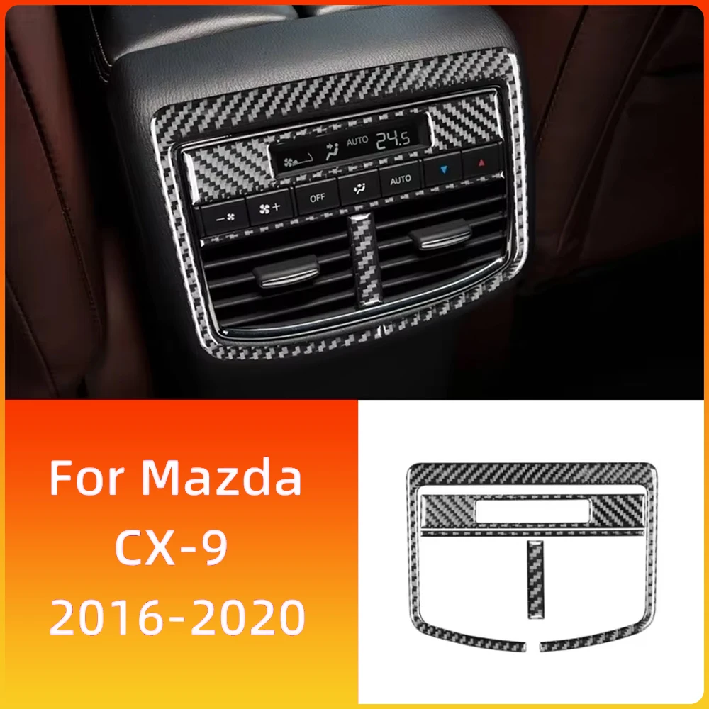 

Real Carbon Fiber Car Rear Exhaust Vent Decoration Sticker Cover Trim Frame For Mazda CX-9 2016-2023 Interior Accessories