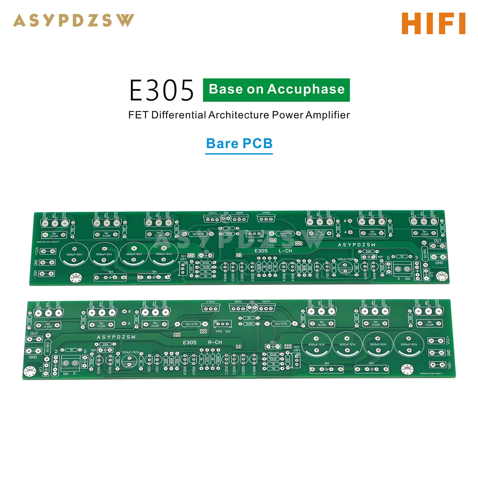 

2CH HIFI E305 FET Differential Architecture Power Amplifier Bare PCB Base on Accuphase E-305 Circuit