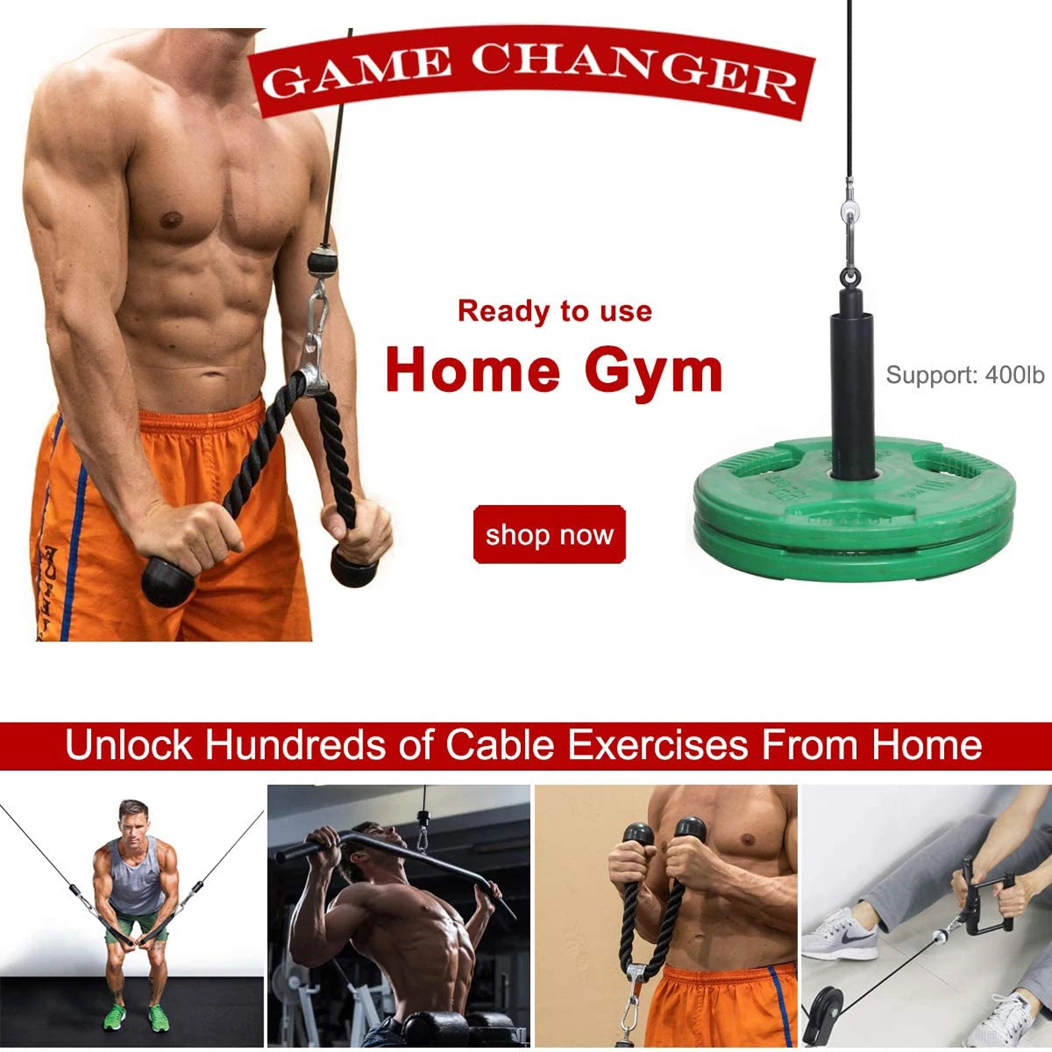 Cable Pulley System Set Weight Strength Training Equipment Wire Rope Muscle Workout Rack Accessories Pull Down Home Gym Fitness