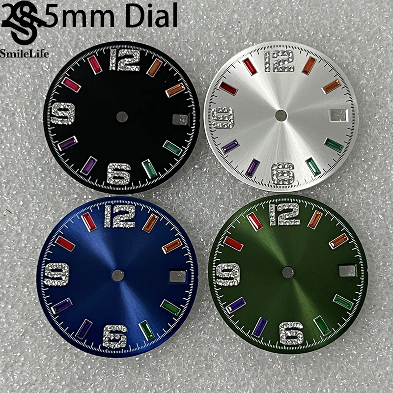 SmileLife 28.5 مللي متر NH35 مقياس قوس قزح ساعة الطلب الشمس نمط الطلب مؤشر ملون صالح NH35 ساعة يد تعمل بالحركة التلقائية اكسسوارات