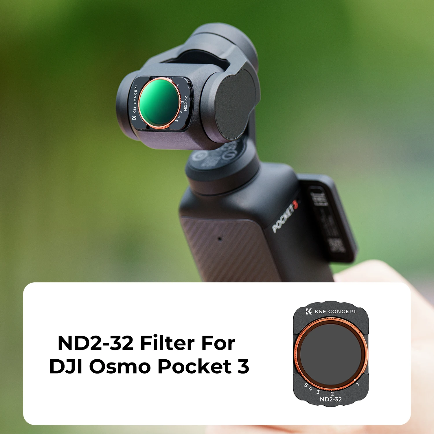 K&F Concept Variable ND2-32&ND32-512 Filter For DJI Osmo Pocket 3 Magnetic Adjustable Neutral Density Lens Filter