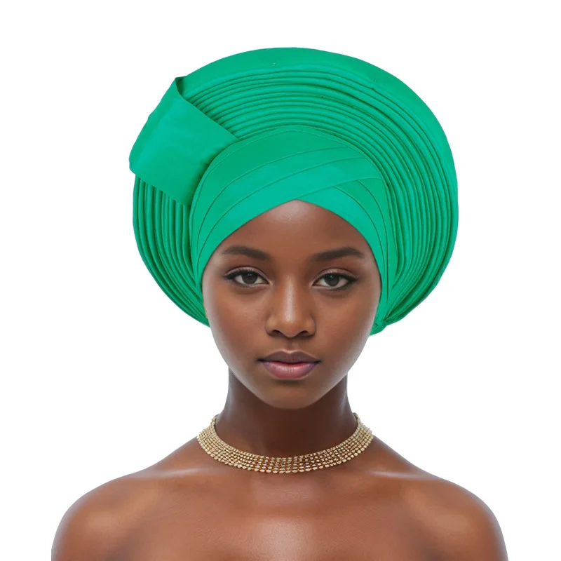 Plain Auto Gele African Head Caps for Women Auto Gele Headtie Already Luxury Gele for Wedding Head Tie Nigerian Turban Cap