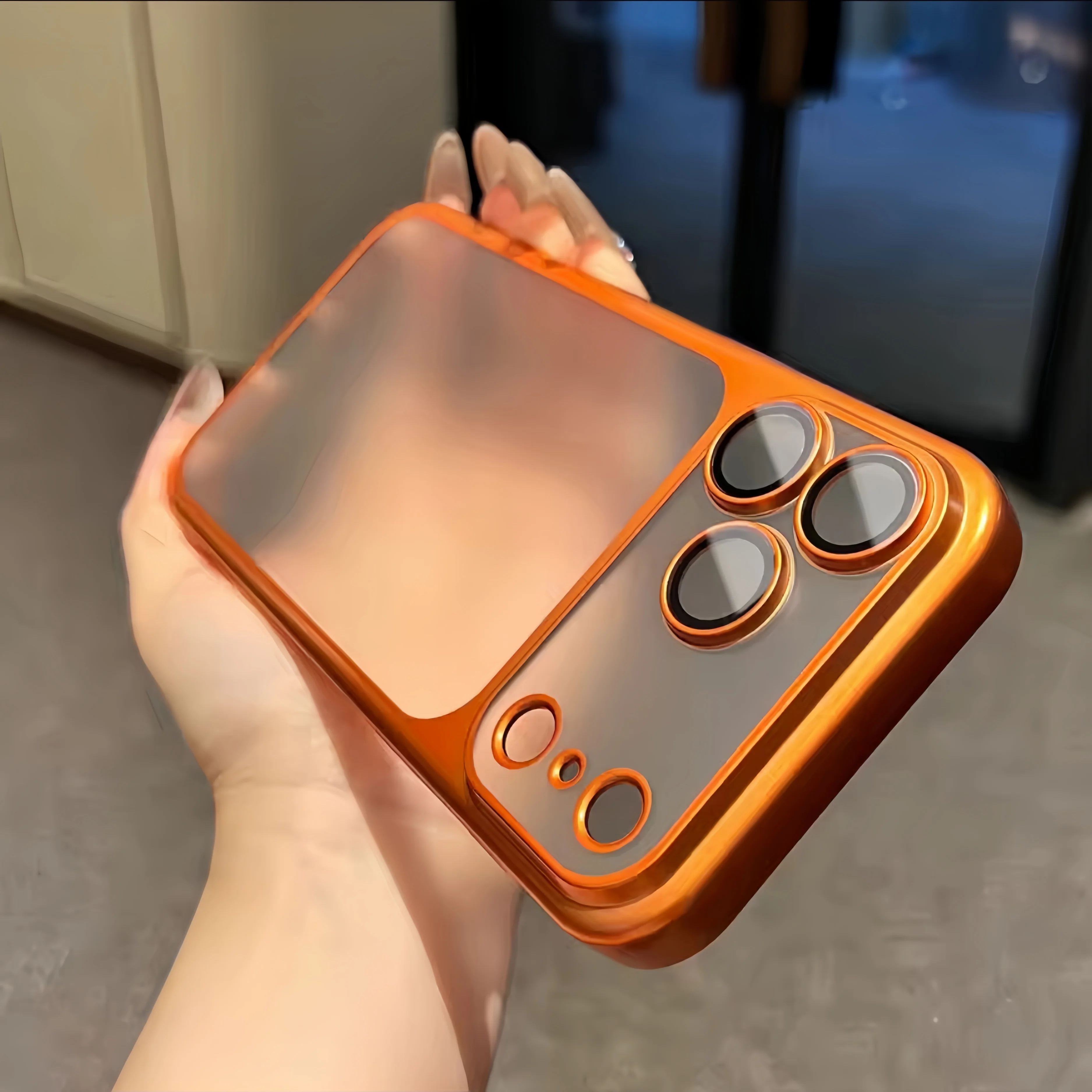 Funda de teléfono fina translúcida esmerilada con revestimiento naranja cósmico oficial para iPhone 17 Pro Max Air Series, funda de parachoques para 17 Pro