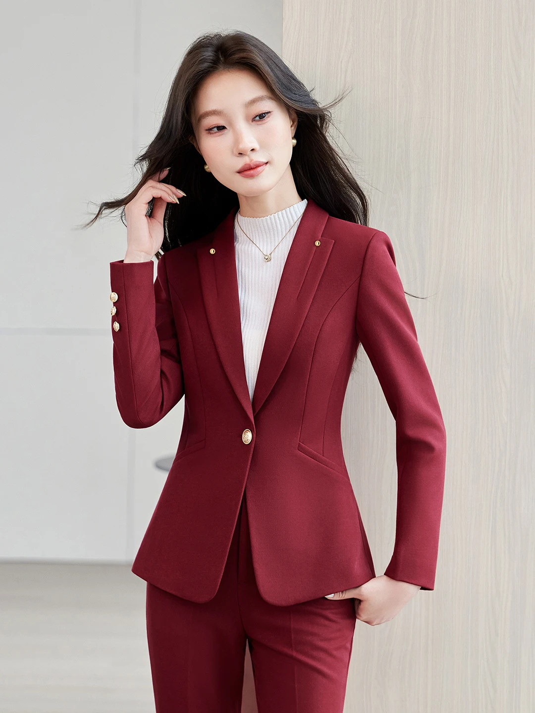 High-End Women's Professional Suit Set Commute Formal Office Wear Spring Autumn Season Style Regular Long Sleeve Suit Jacket