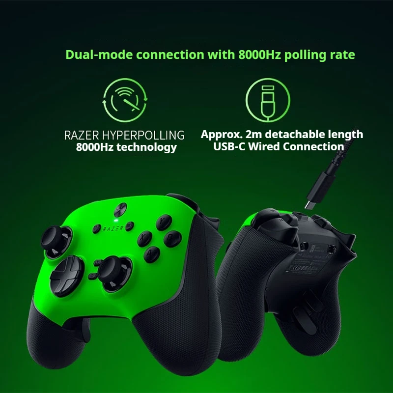 Razer Wolverine V3 Pro 8K Wireless Gamepad HyperPolling TMR Anti‑Drift Thumbstick Esports Controller for Windows PC Volt Green