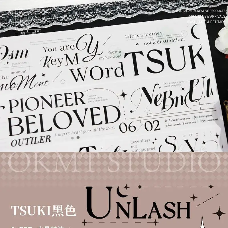 

TSUKI english text words Journal Background PET Washi Tape