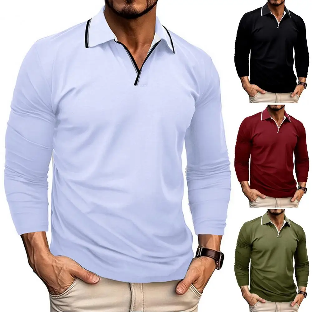 Men Top Business Style Men's Shirt Breathable Soft Loose Pullover for Spring/fall Lapel Collar Mid Length Shirts