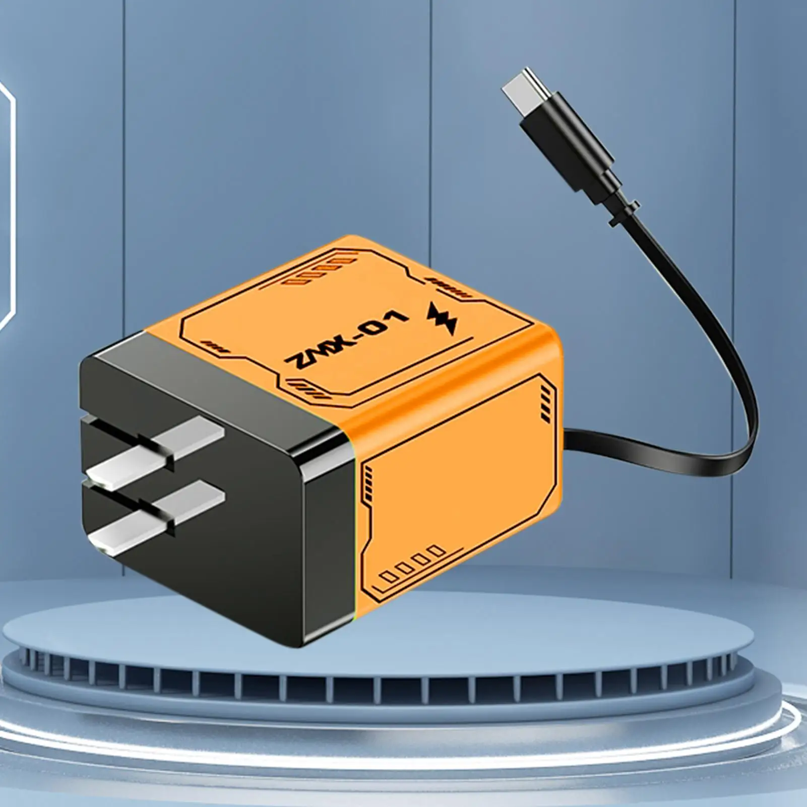 Cargador retráctil de 120W, adaptador de bloque de carga rápida, cargador de pared, adaptador 2 en 1 con estación de Cable tipo C, accesorios para teléfono móvil