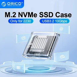 ORICO Mini 2230 M.2 SSD Case NVMe Enclosure 10Gbps M.2 to USB Type C Transparent External Adapter NVMe Enclosure for PCIe SSD