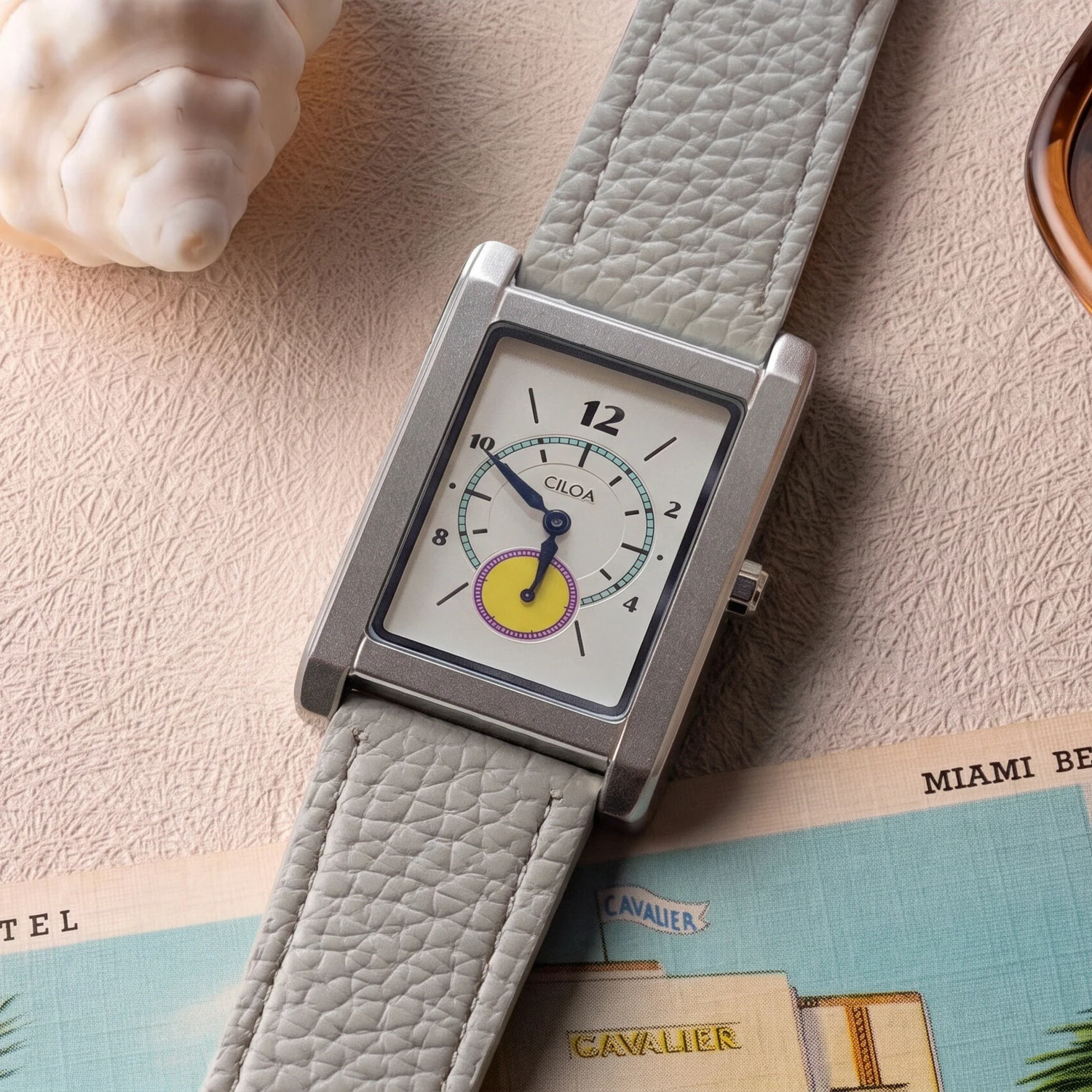 CILOA-Women's Vintage Square Quartz Watch Color Dial Grey Leather Strap Fashion Accessory-510