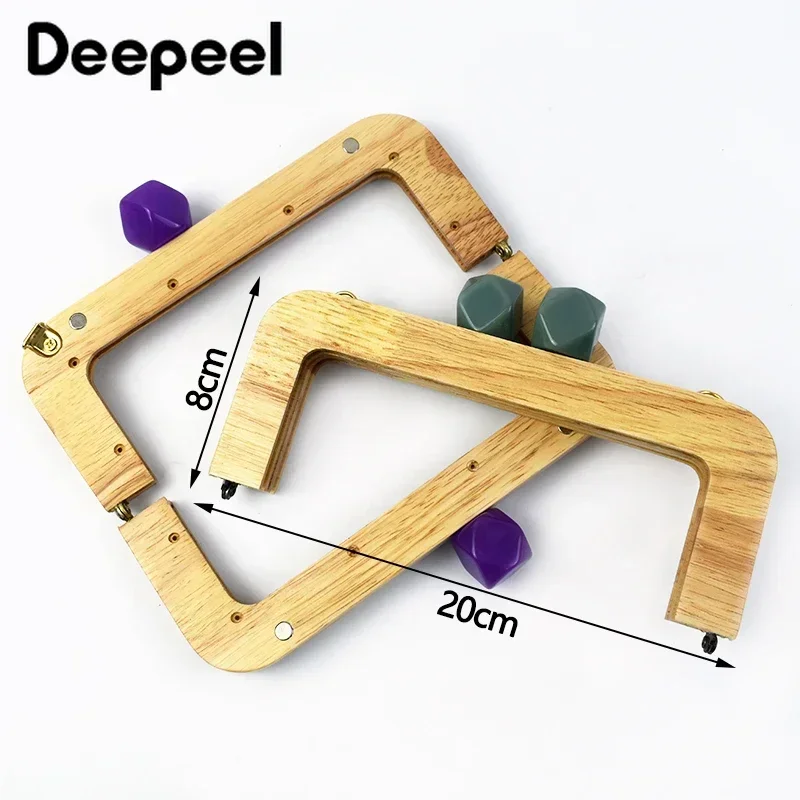 Deepeel New 20*8cm Resin Head Wooden Handle Purse Frames for Bag Handbag Closure Brackets Buckle Kiss Clasp DIY Bags Accessories