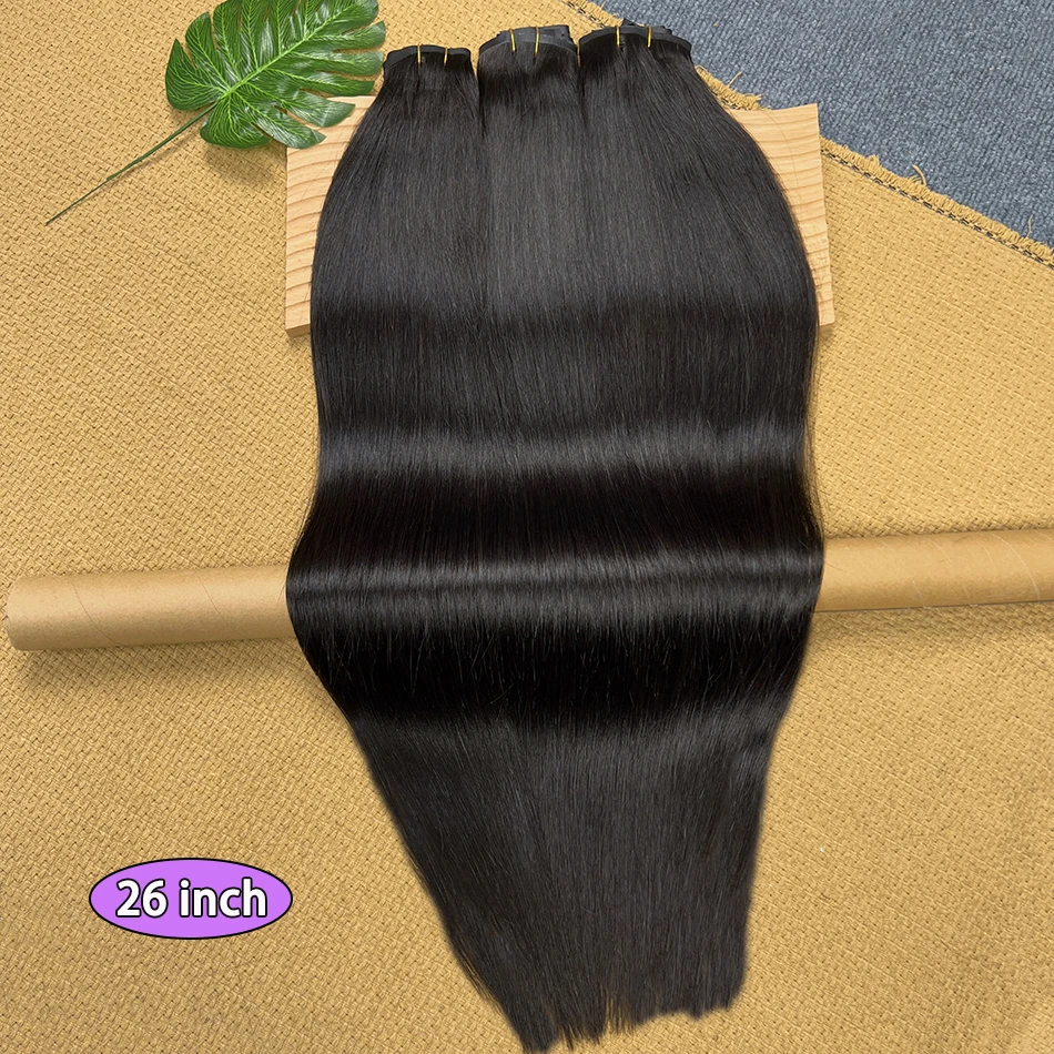 مستقيم بو كليب Ins وصلات شعر 100% شعر الإنسان اللون الأسود الطبيعي 100 جرام/مجموعة 7 قطعة سلس غير مرئية بولي Weft لحمة للنساء