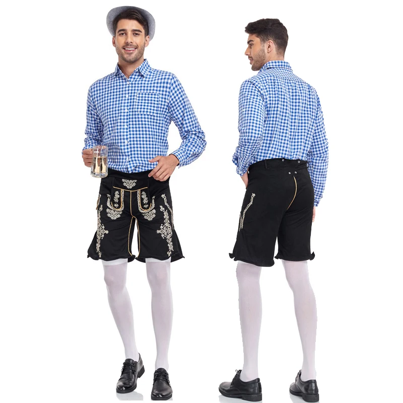 NEW Carnival Oktoberfest National Lederhosen For Man Costume Tavern Clubs Bartender Outfit Cosplay Halloween Fancy Party Dress