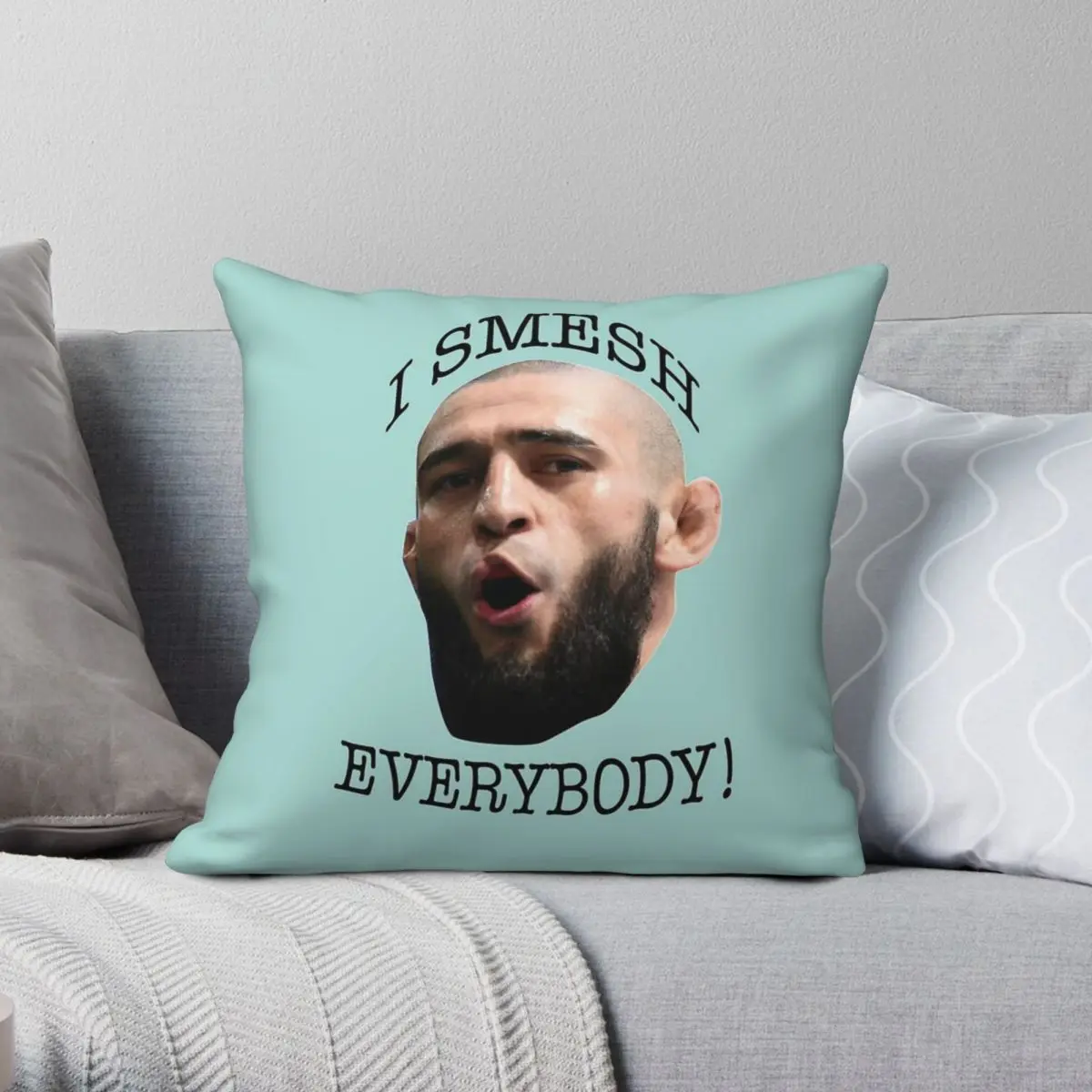 Fkhamzat Chimaev I Smesh Everybody Pillowcase Polyester Linen Velvet Printed Zip Decor Room Cushion Case