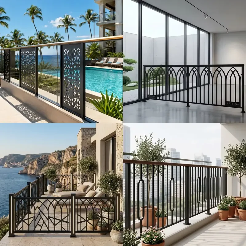 Heavy Duty Aluminum Alloy Commercial Railings Industrial Safety Handrails Anti Rust Easy to Install Customized Factory Direct