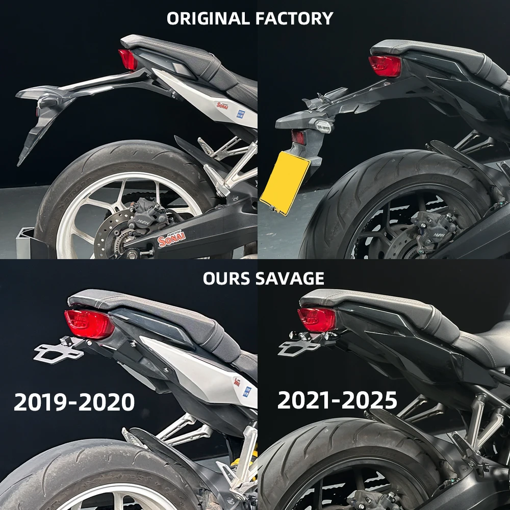 

CB CBR 650R Hidden License Plate Holder For Honda CB650R CBR650R 2019-2025 Folding Fender Eliminator Tail Frame LED Plate Light