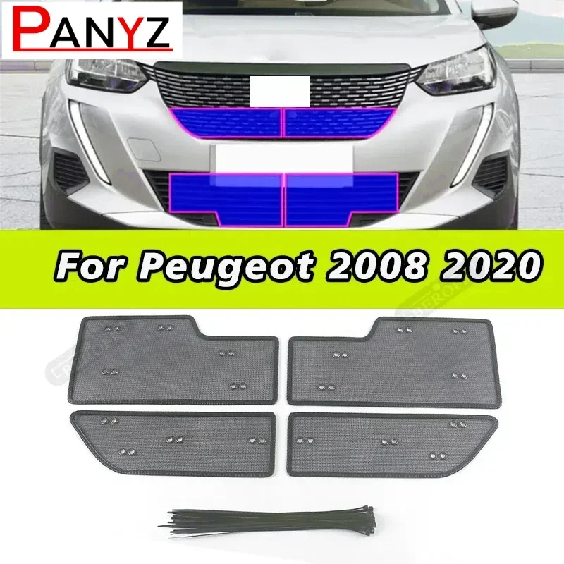 Front Grille Grill Insect Net Screening Insert Mesh Protection Cover Trim For Peugeot 2008 2020