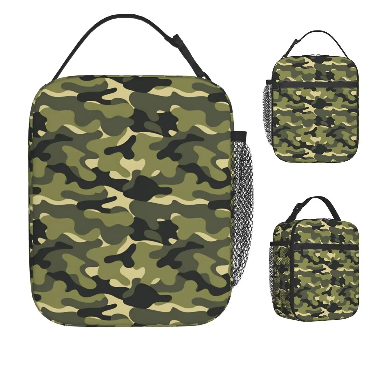Torba na lunch w amerykańskim wzorze kamuflażu, termiczna torba piknikowa dla dziecka z zabawnym nadrukiem, wodoodporna torba termiczna.