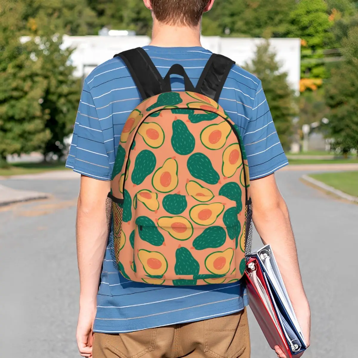 Sac à dos pour ordinateur portable à motif d'avocat de fruits verts pour hommes et femmes, cartable de base pour l'école, sac d'étudiant